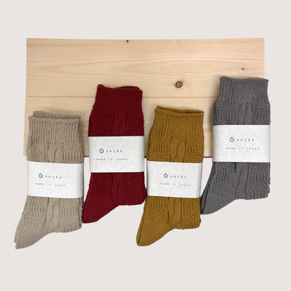 socks リンクス柄/縄編み
