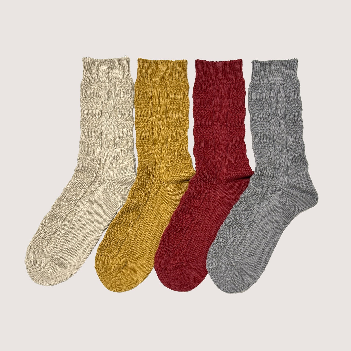 socks リンクス柄/縄編み