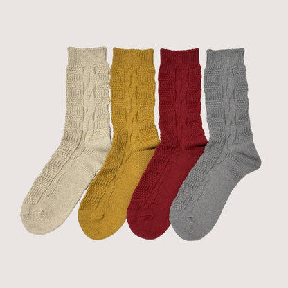 socks リンクス柄/縄編み